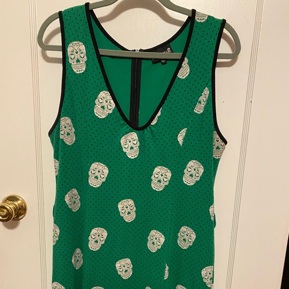 Sourpuss green skull dress